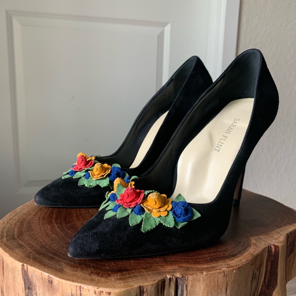 Sarah Flint Black Suede Still Life Perfect Pumps 100